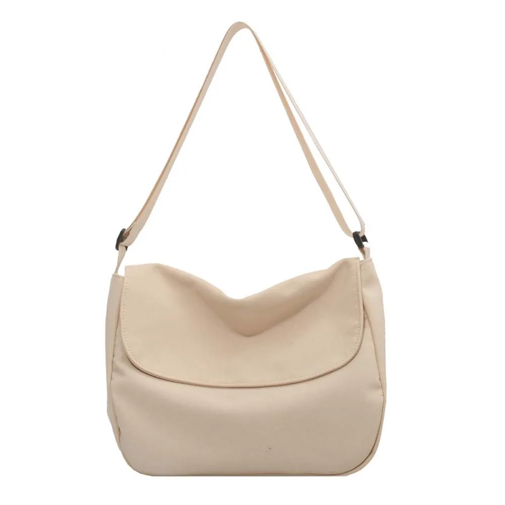 

Adjustable Strap Nylon Square Bag Soft Solid Color Large Capacity Shoulder Bag Portable Magnetic Buckle Women Messenger Pouch