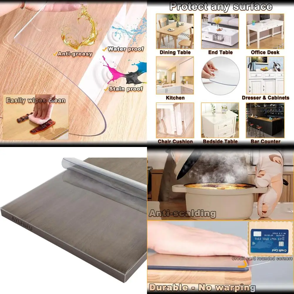 

Clear 2mm Thick PVC Tablecloth, 35x177 Inches, Wipe-Clean, Waterproof, Child-Friendly Protector For Tables And Desks