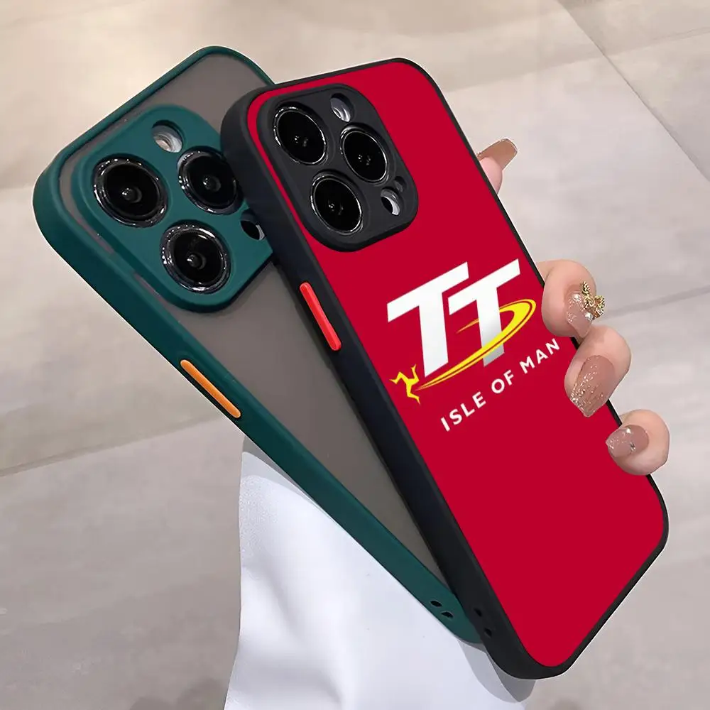 TT Isle of Man Racing Phone Case for iPhone 13 15ProMax 14 16 11 12 Pro Max Mini 8 Plus SE2020 XS Max XR Matte Black Cover