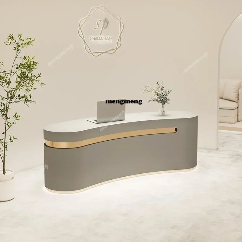 Beauty Reception Desk Counter Store Receptionist Front Salon Aesthetic Center Decor Business Modern Escritorio Unique Furniture