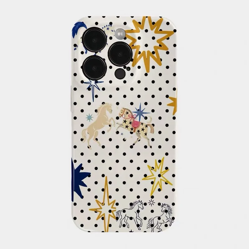 

Polka Dot Stars, Twin Horses Bestowing Blessings Phone Case for IPHONE 17Air 16E 15PROMAX 14 13 12MINI 11 XR Acrylic Phone Cover