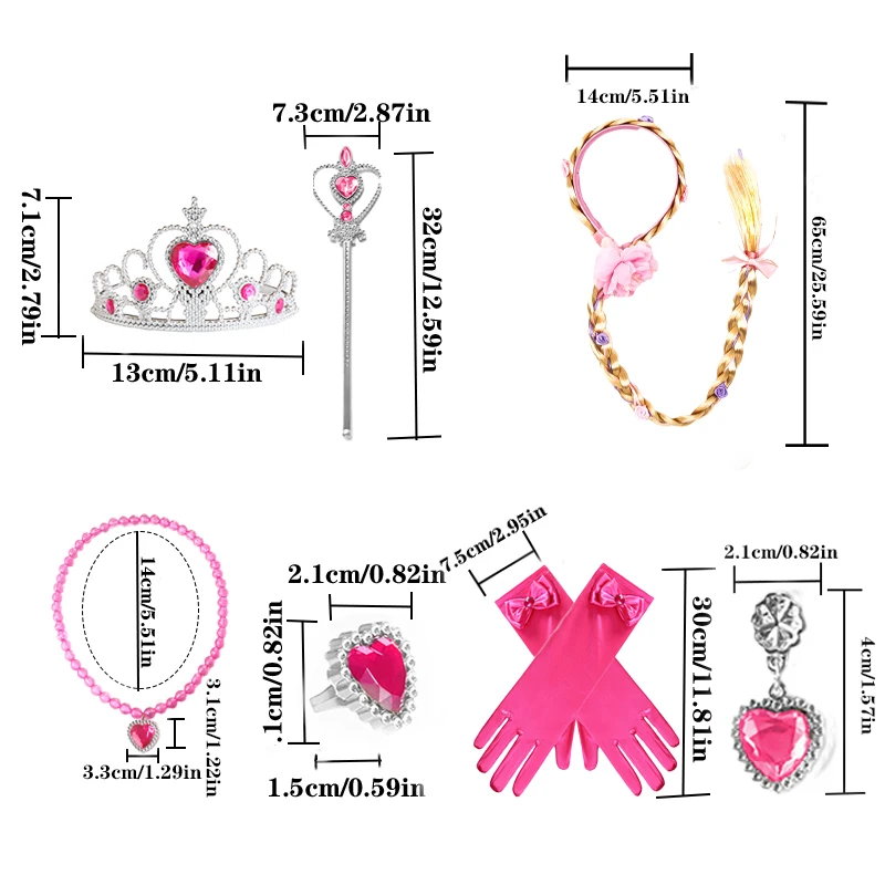 ชุดเครื่องประดับเจ้าหญิง PESENAR: มีมงกุฎ สร้อยคอ และถักเปีย เหมาะสำหรับงานปาร์ตี้ธีมเจ้าหญิง