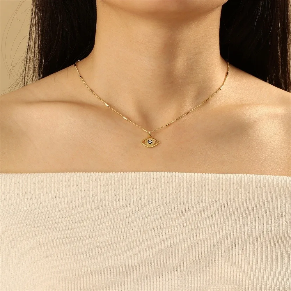 Copper Gold Plated Devil's Eye Necklace Personalized Delicate Demon Eye Necklace Trendy Vintage Eyeball Neck Chain