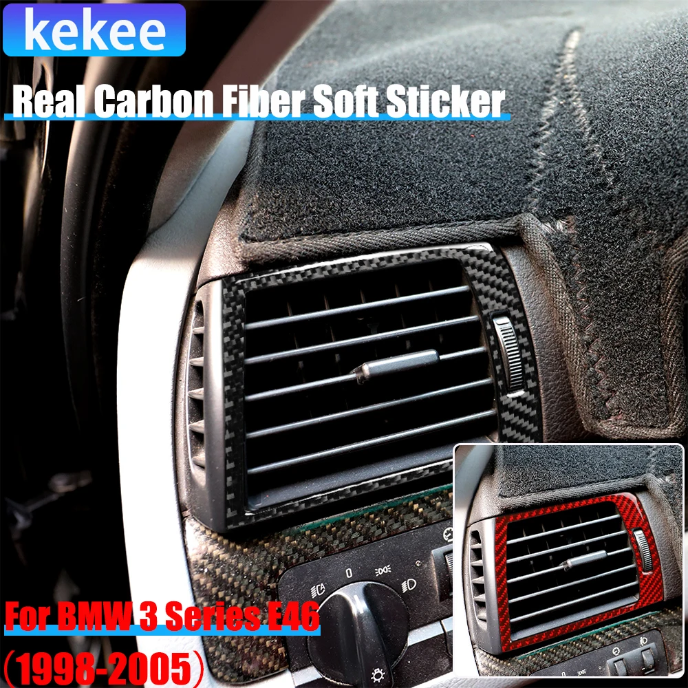 Real Carbon Fiber Car Accessories Dashboard Air Vent Cover Sticker For BMW 3 Series E46 1998 1999 2000 2001 2002 2003 2004 2005
