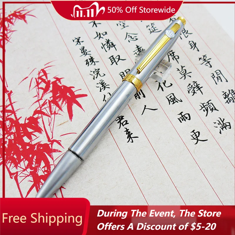 

HERO 115 Type 12K Gold Fountain Pen F 0.5MM Nib As A Gift for Office and Business Calligraphy Practice Students Writing Gift Pen
