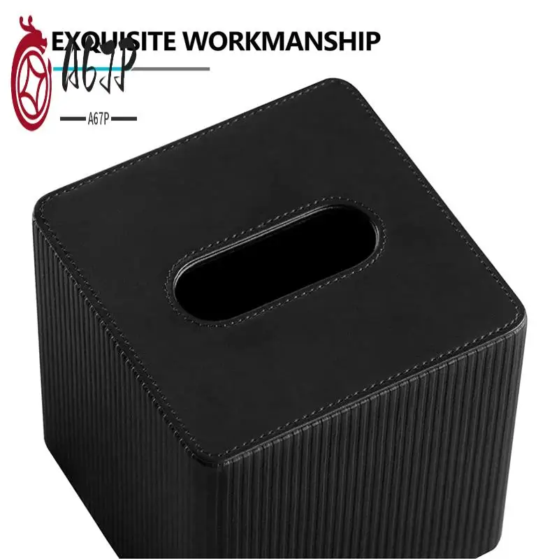 

A67P-PU Leather Tissue Box Cover With Magnetic Closure,Square Tissue Box Holder Decorative Organizer For Bathroom Living Room