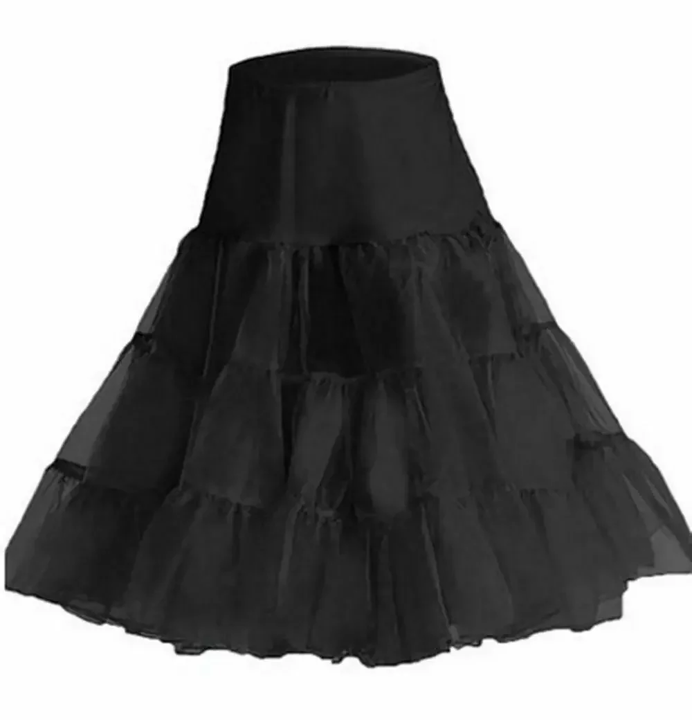 50s Vintage Rockabilly Net Petticoat Skirt Tutu White Black Red Pink