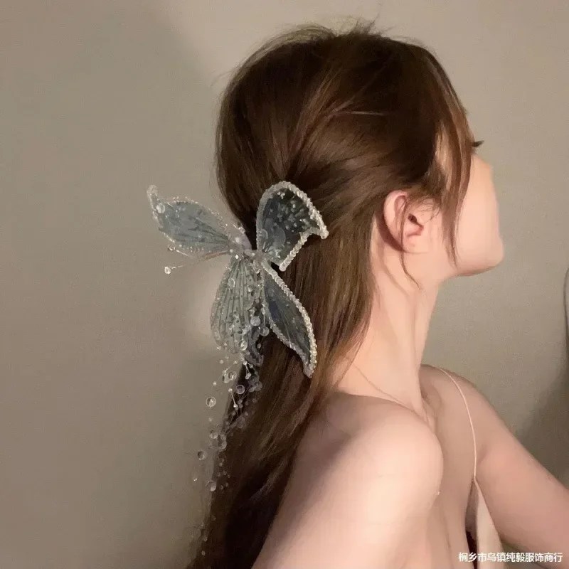 Cosplay Forest Guard  Headwear with Fairy Ears Crystal Hairpin Butterfly Wings Fringe Side To Side Clip