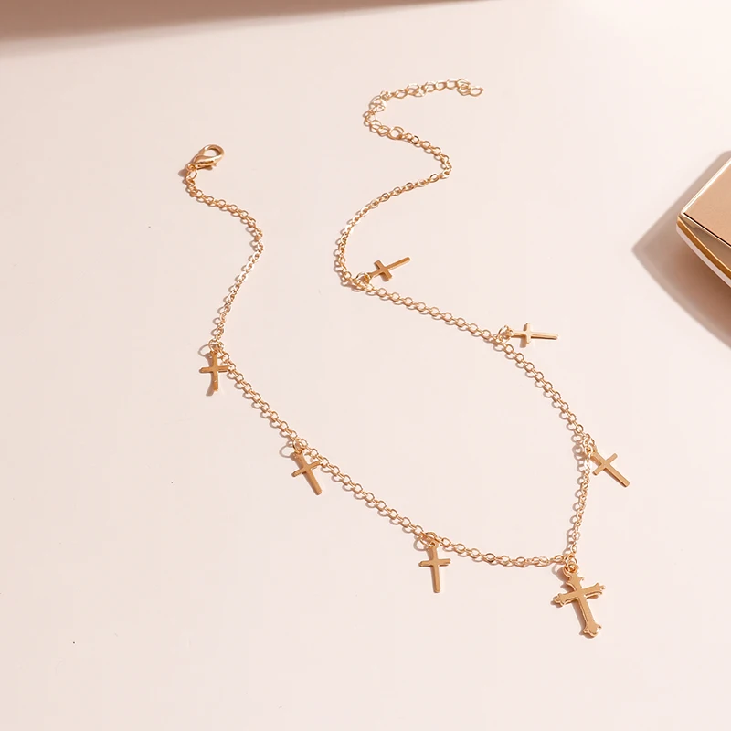 Aihua Mehrere Kleine Kreuz Schlüsselbein Kette Halsketten & Anhänger für Frauen Heißer Verkauf Femininos Colares Party Schmuck – Detail 5