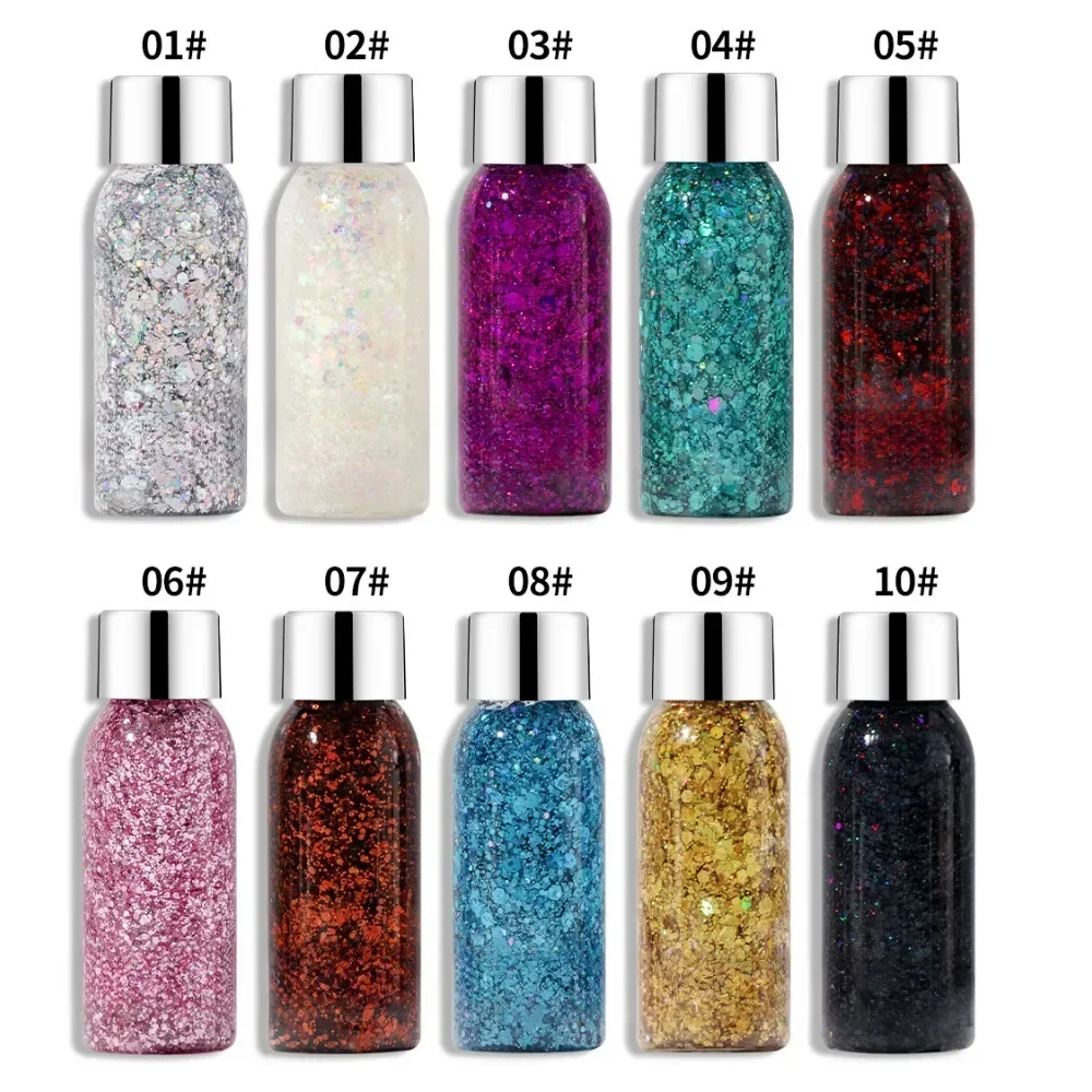 Multifunctional Eye Glitter Hair Body Face Glitter Gel Art Flash Loose Sequins Cream Festival Glitter Decor Eyeshadow Makeup