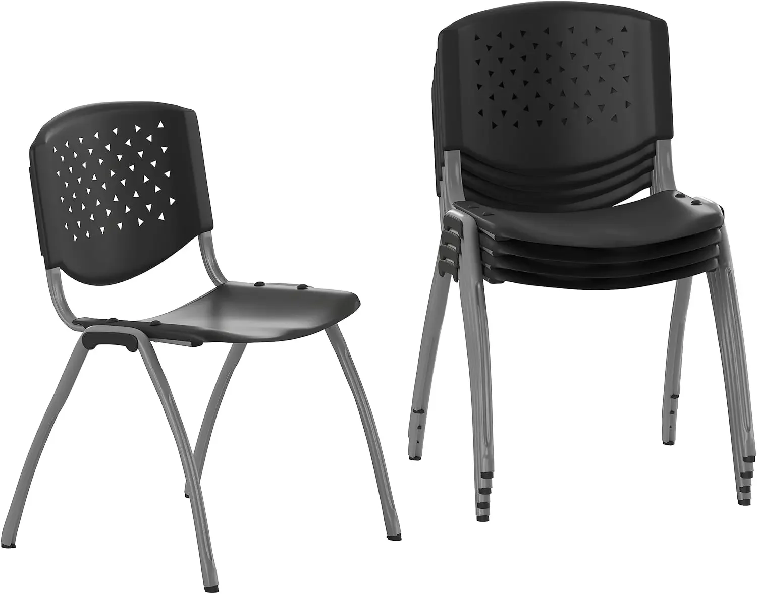 Furniture Plastic Contoured Lobby Chairs with Perforated Backs, Ergonomic Stacking Chairs for Offices