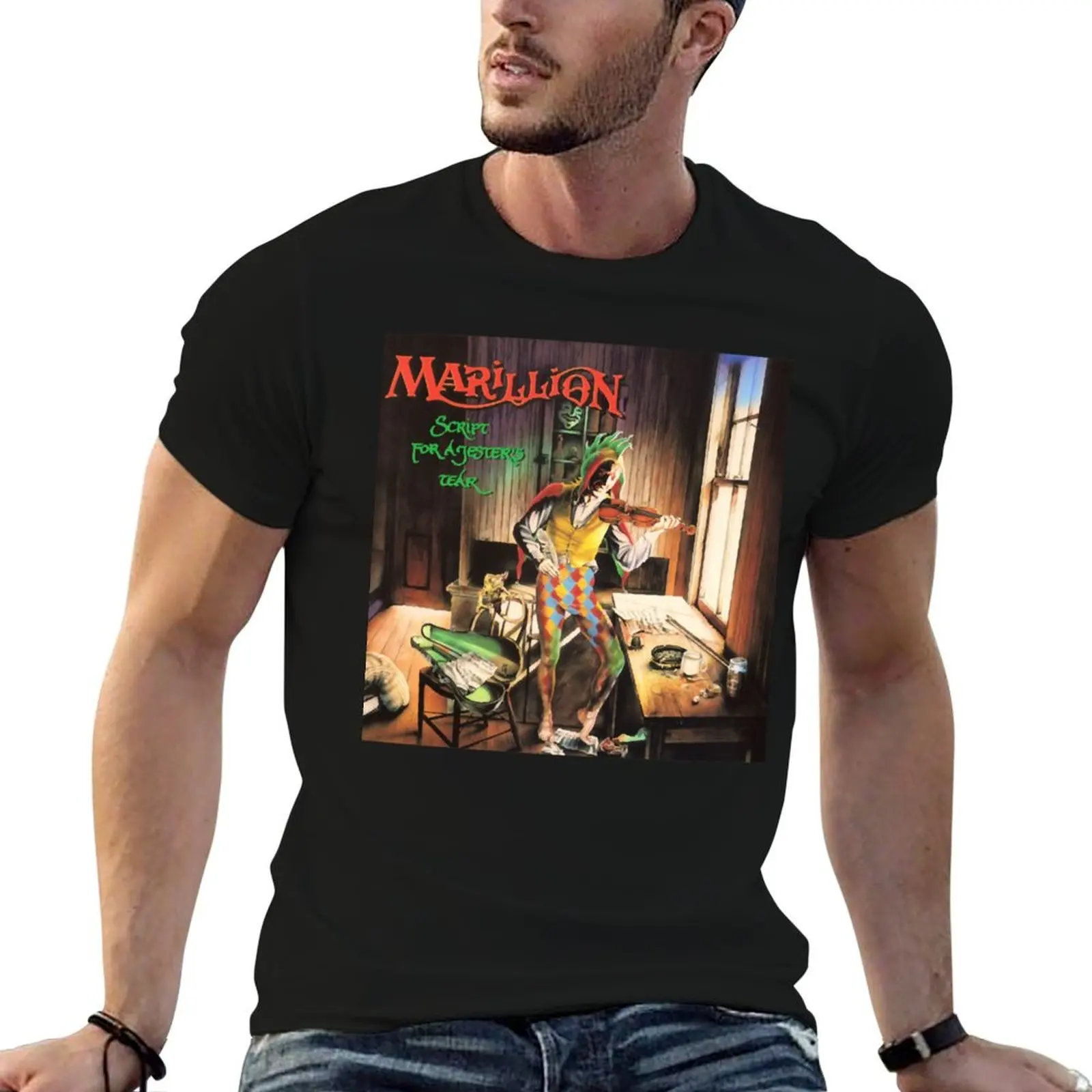 Marillion Script For A Jester&x27;s Tears Classic T-Shirt black cotton t-shirt plain for man package T-Shirt