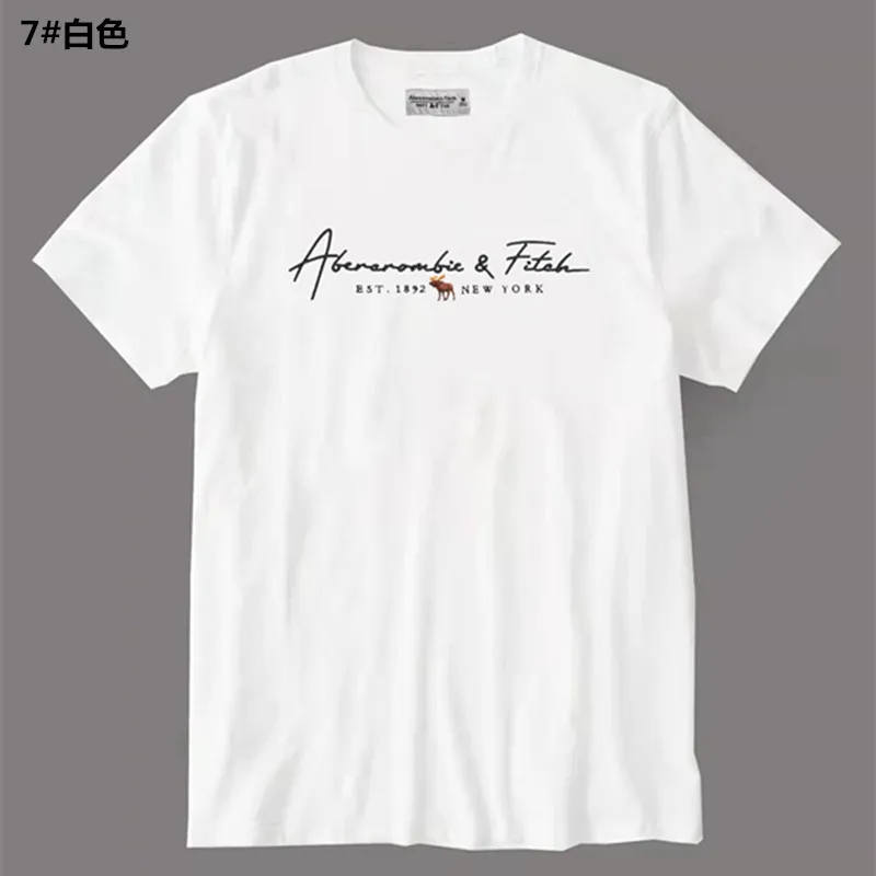 Abercrombie Fitch Summer Af Short-sleeved T-shirt Men's and Women's Deer Crew Neck Cotton Slim-fit Bottoming Shirt Tide