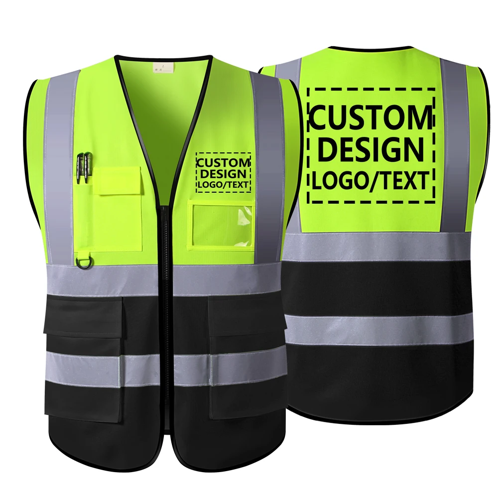 Hi Vis Safety Vest With Logo Customized Reflective Vest With Company Logo Printing High Visibility Work Vest For Men and Women