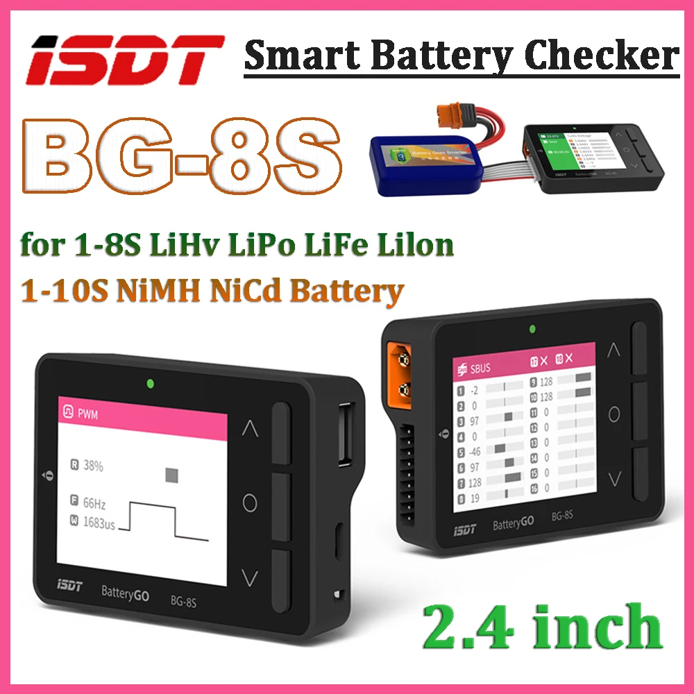ISDT BattGo BG-8S Smart Battery Checker Balancer Receiver Signal Tester for 1-8S LiHv LiPo LiFe Lilon 1-10S NiMH NiCd Battery