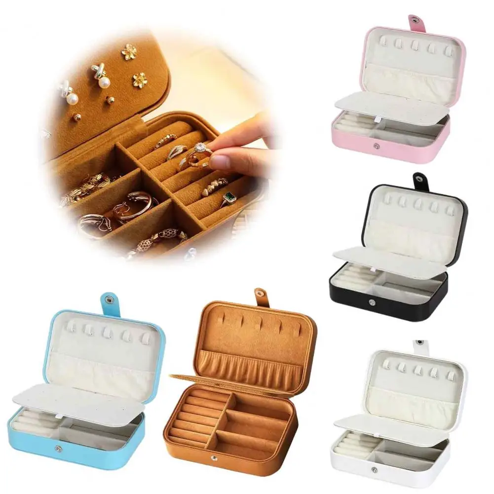 Retro Style Jewelry Storage for Home Travel Jewelry Organizer Case Multi-compartment Jewelry Box with Pu Leather Cover for Rings