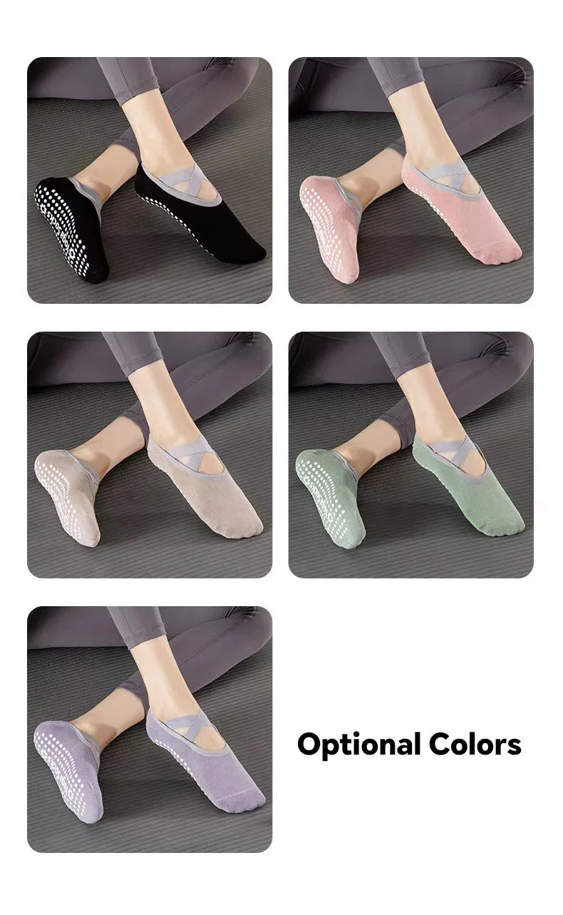 2PAIRS Yoga Socks for Women Non slip Section Bandage Sports Ballet Dance Sock Moisture Absorption Perspiration