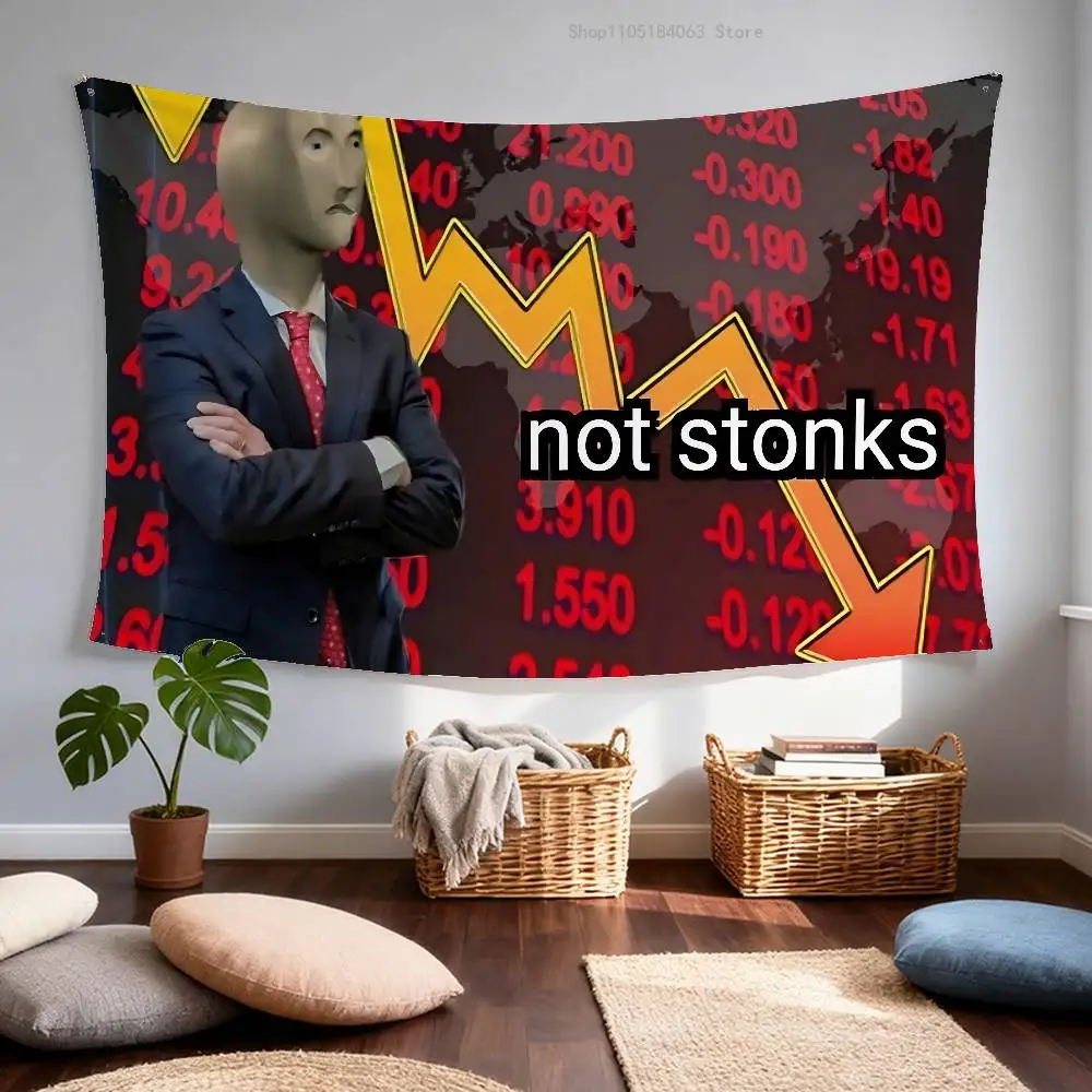 Not Stonks Flag Tapestry Banner For Bedroom Outdoor Living Room Restaurant Bar Wall Decor Party