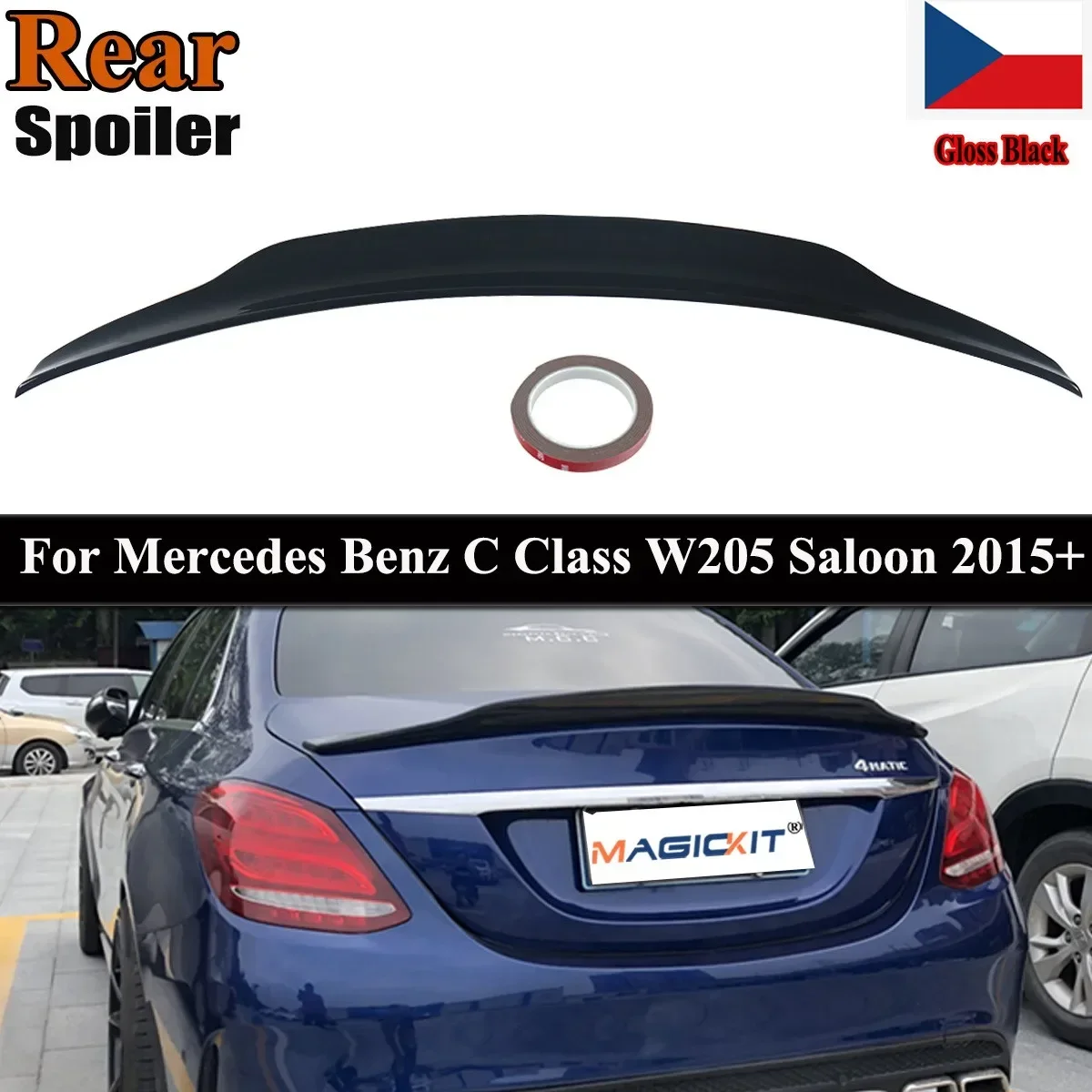 

MagicKit для Mercedes-Benz C Class W205 4D Седан 2015 + модели заднего спойлера багажника крыши крыша крыло глянцевый черный корпус тюнинг