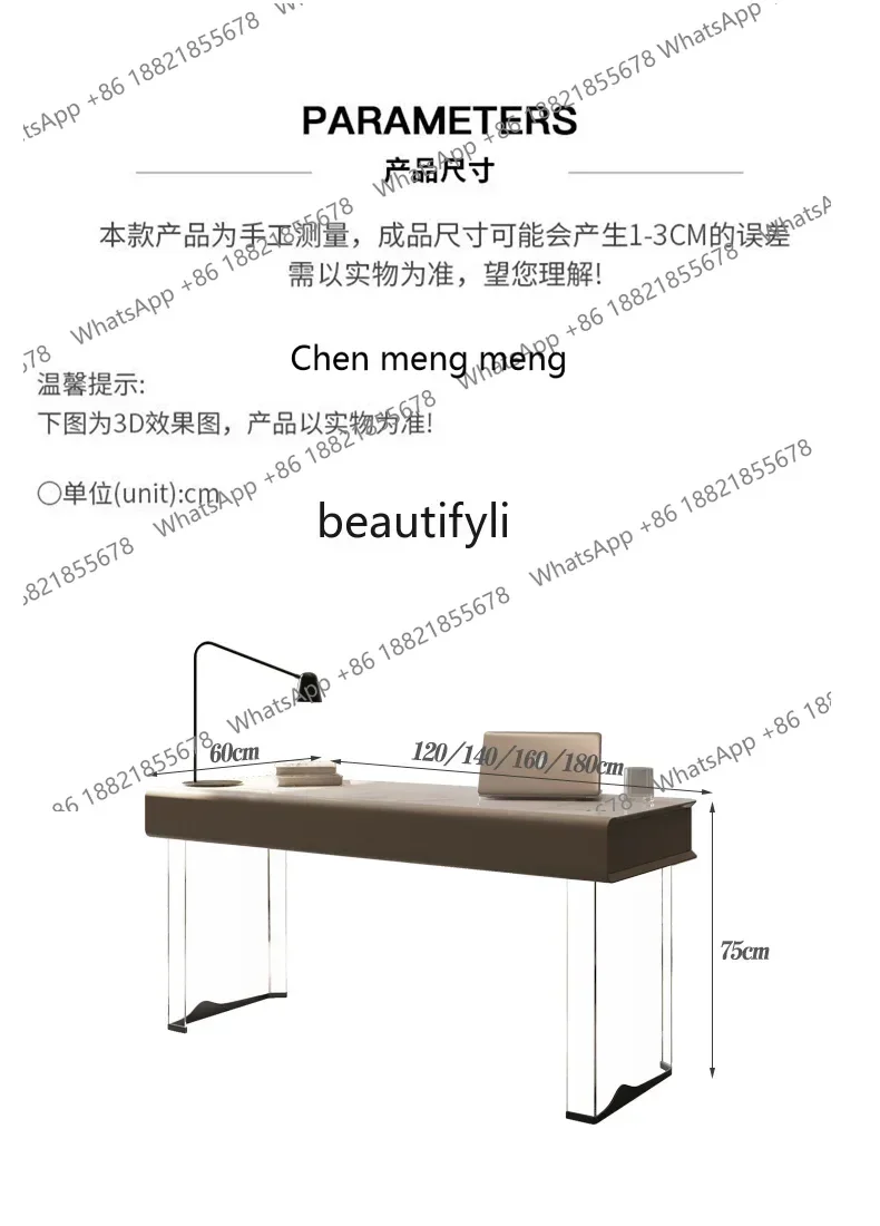 xzItalian Minimalista Acrilico Suspension Desk Moderno e Minimalista Boss Desk Luce di Lusso Home Studio Scrivania per Computer