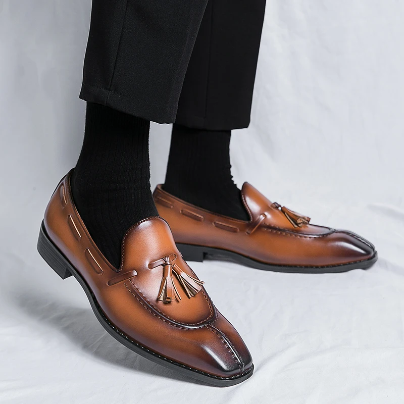 Trendy Brand Men\'s Loafers Classic Brown Flat Casual Shoes Outdoor Commuting Daily Men\'s Business Formal Shoes Comfortable
