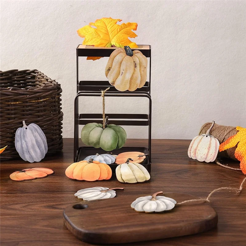 Décorations de Citrouille d'Halloween en Bois, 36 Pièces, pour Thanksgiving, Récolte