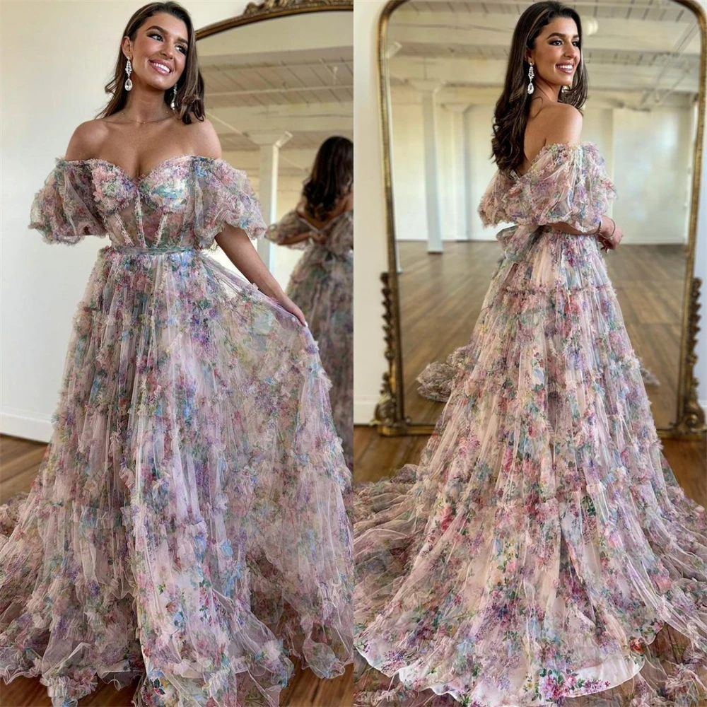 

Customized Jiayigong Fashion Off-the-shoulderBall gownParty Flowers Fold Chiffon Occasion Evening Gown فساتين مناسبة رسمية 프롬