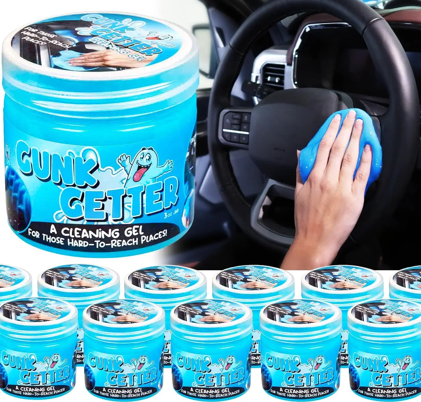 

12 Pack Cleaning Gel for Hard to Reach Areas Cup Holder Keyboard Office Dust Crumb Remover 3.5oz