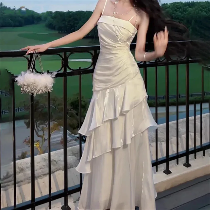 

LAYXHS Elegant Evening Dresses spaghetti-straps Tiered Ruffle Pleat Formal Prom Dresses Customized فساتين سهرات