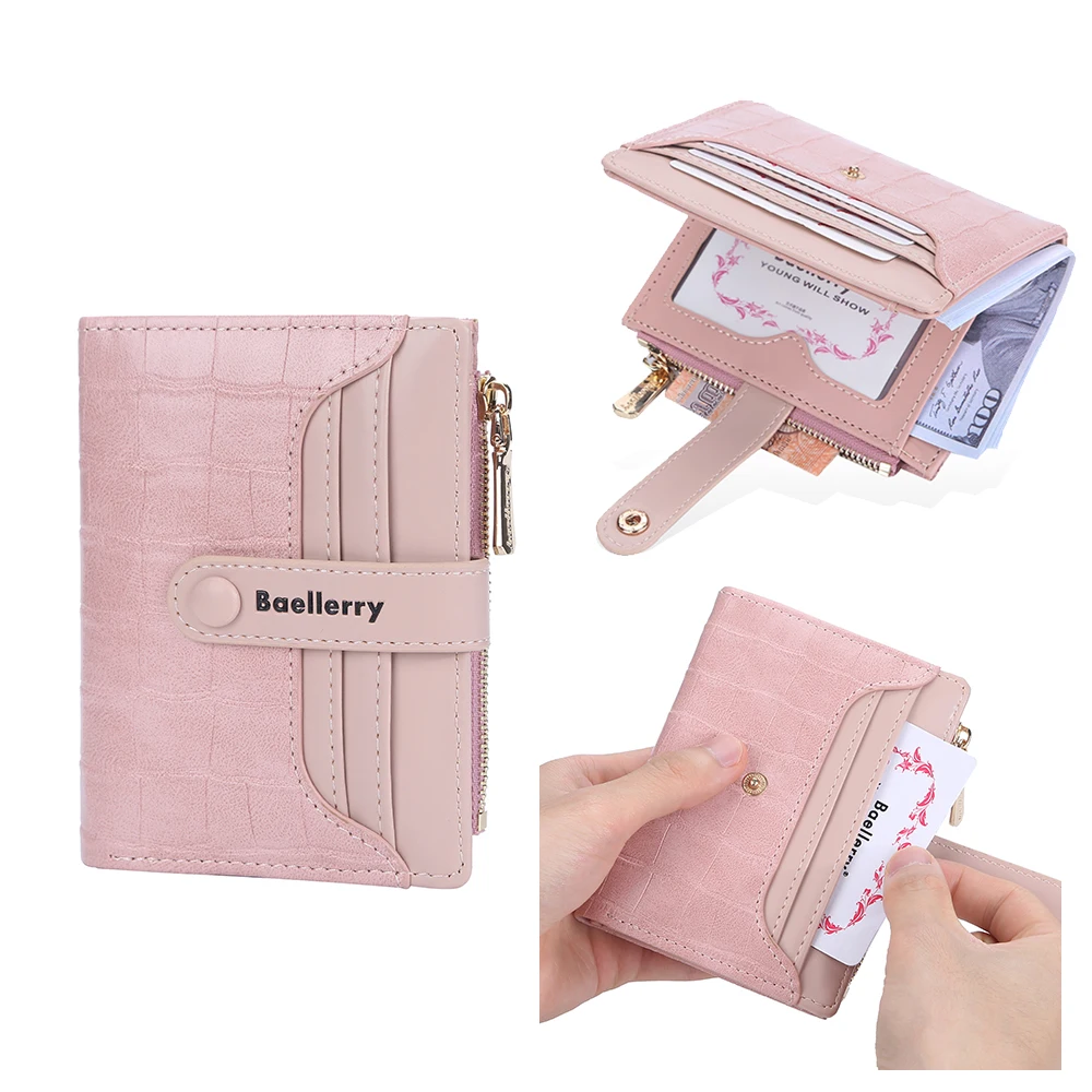 

New Leather Short Women Wallets Fashion Crocodile Pattern Small Female Wallet Zipper Coin Pouch Cute Ladies Card Holder Purses