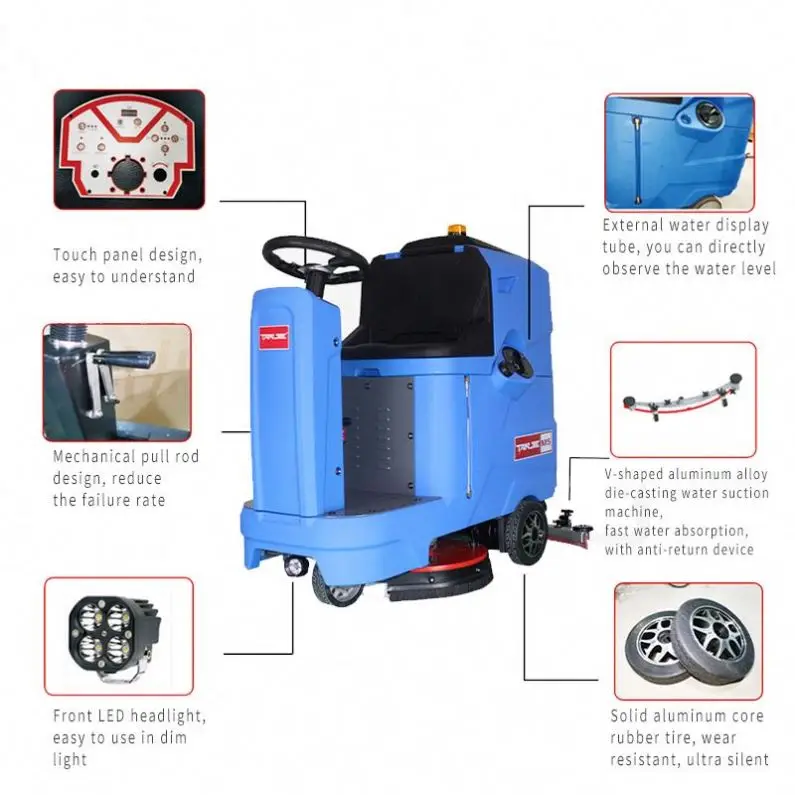 Zzh M5 Single Brush Ride Low Noise Cleaning Machine Floor Scrubber