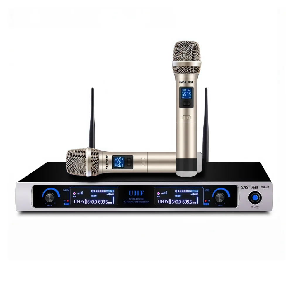 

SAST OK-12 Professional Wireless Karaoke Microphone Handheld One-Drag Two Stage Conference Musical Instrument Accessories