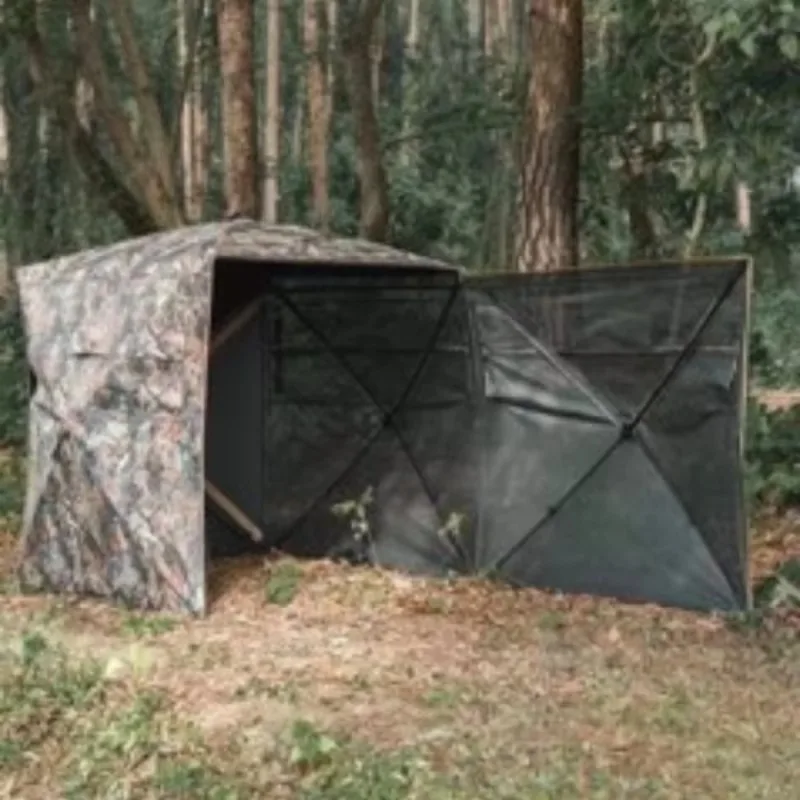 2-3 person Oxford pop-up ground blind portable 360 silent perspective tent with swing door