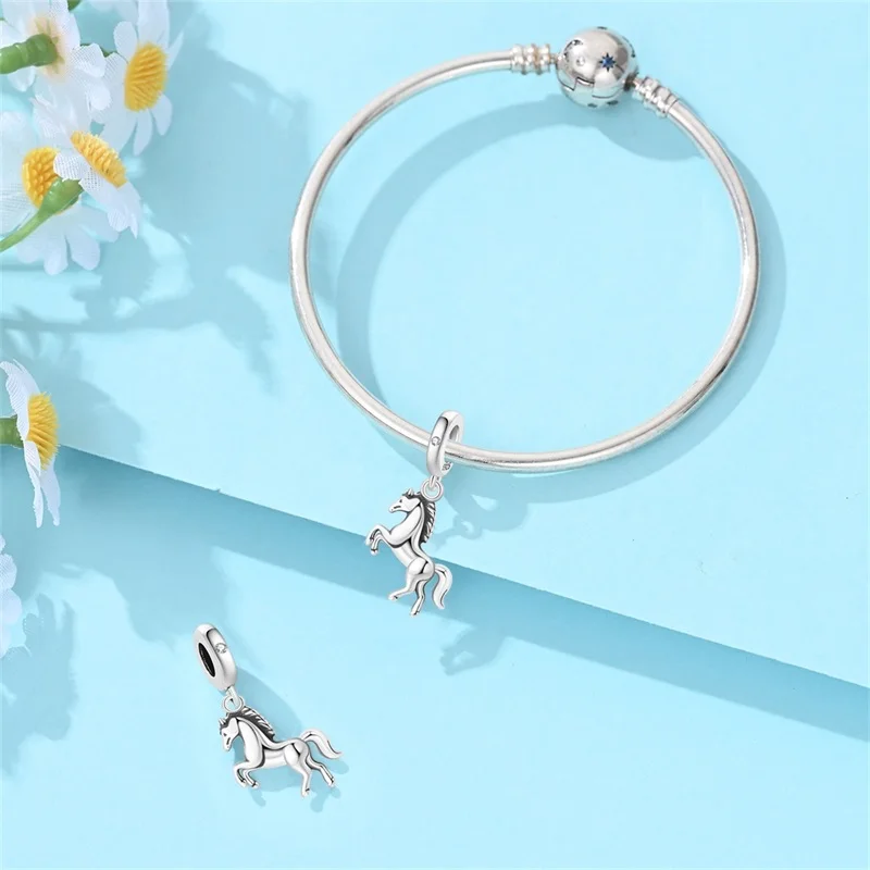 2026 New 925 Sterling Silver Running Horse Charms Pendant Fit 3mm Original Bracelet DIY Women Fashion Anniversary Jewelry Gifts