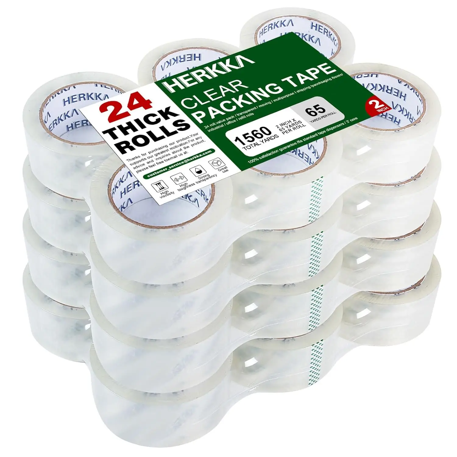 

Clear Packing Tape, 24 Rolls Heavy Duty Packaging Tape for Shipping Packaging Moving Sealing, Thicker Clear Packing Tape