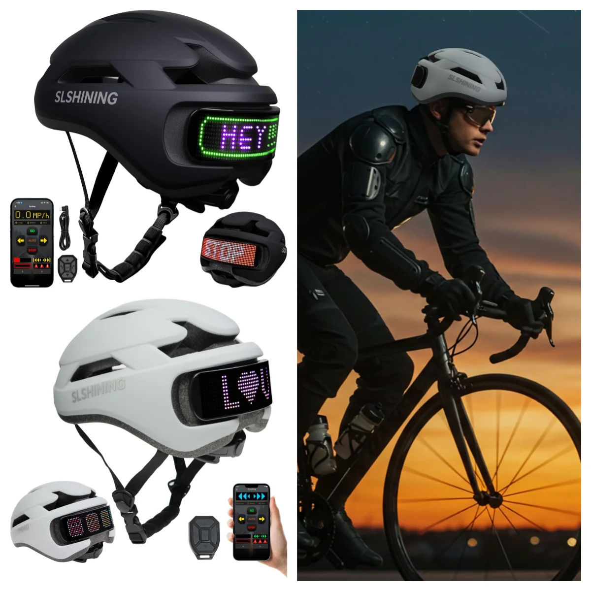 

Men Women Mtb Mountain Road Bicycle Helmet with Led Adjustable Display Display Screen Taillight Smart APP Control Bicycle