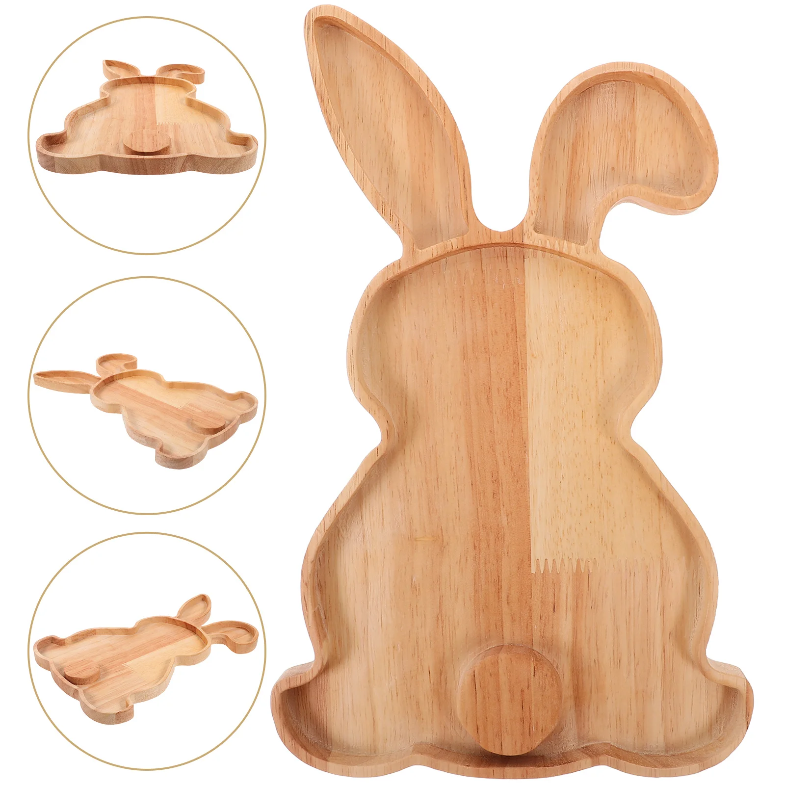 

Rabbit Tray Easter Bunny Plate Desktop Wood Coffee Decor Decorative Serving Fruit Wooden