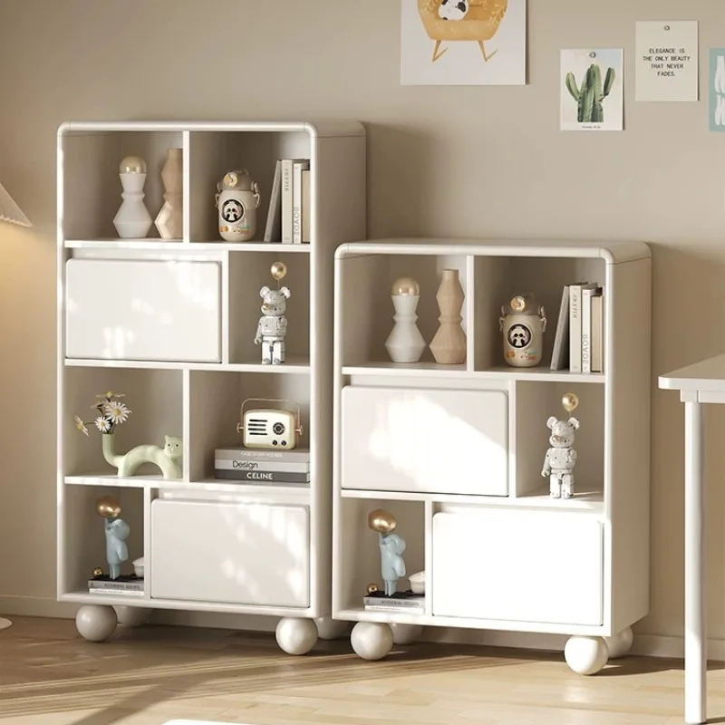 Nordic Living Room Bookcase Storage Hidden White Slim Bookshelf Figure Organizer Ground Muebles Para Salas Interior Furniture