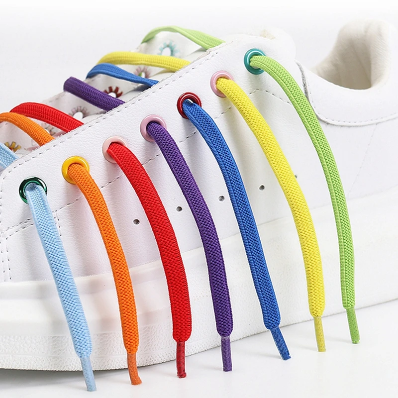 1 Pair Buckle Lock No Tie Shoelaces Elastic Reticulated Woven Flat Shoe Laces Quick Wear In 1 Second Sneakers Lazy Shoelace