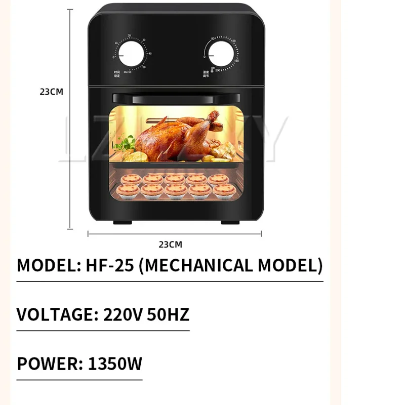 Forno Multifuncional 10L/20L com Esterilização de Utensílios, Fritadeira a Ar, Cozimento a Vapor e Janela de Visualização Transparente