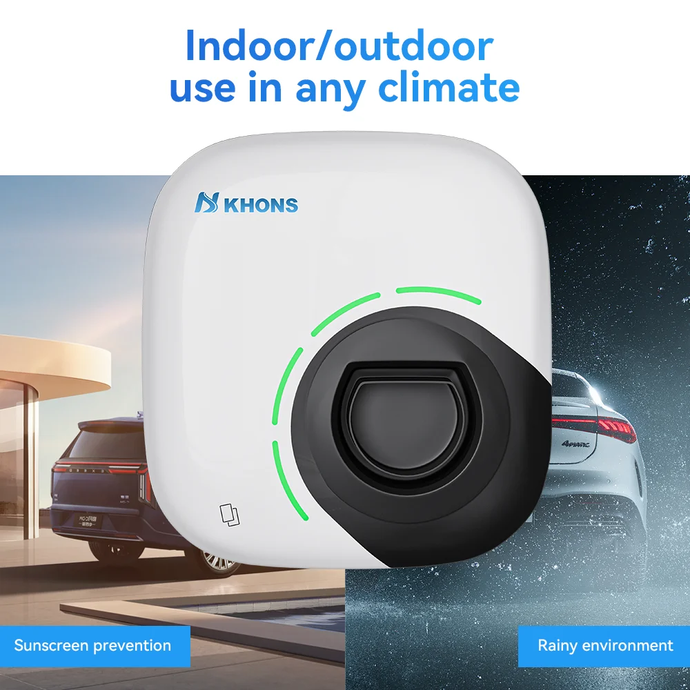 Khons 7KW شاحن السيارة الكهربائية Type2 كابل 32A 1 المرحلة Wallbox APP وظيفة محطة شحن للمركبات الكهربائية IP65