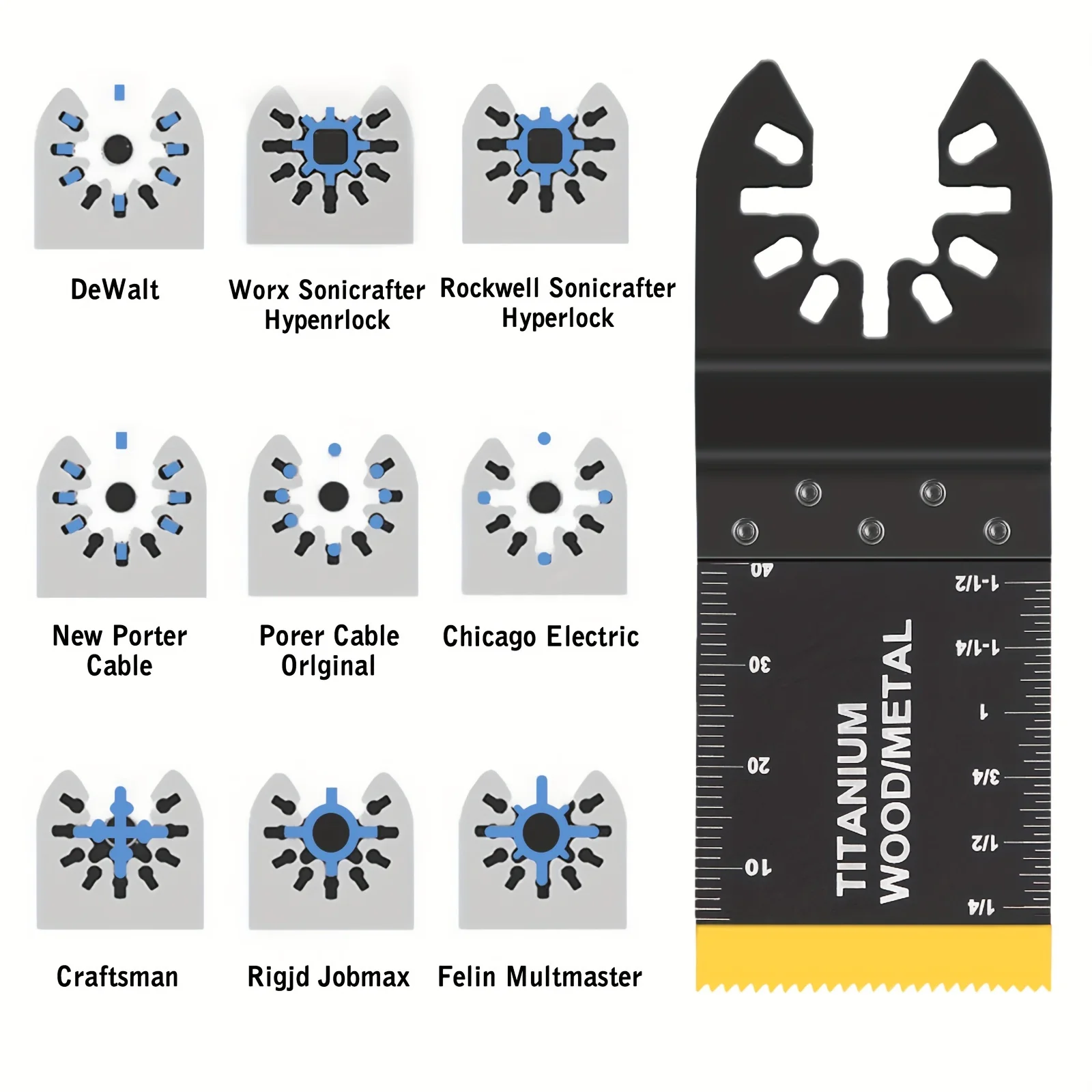 8/18pcs Titanium Oscillating Multitool Blades,Metal Cutting For Nails Wood Plastic And Hard Material Oscillating Tool Blades Kit