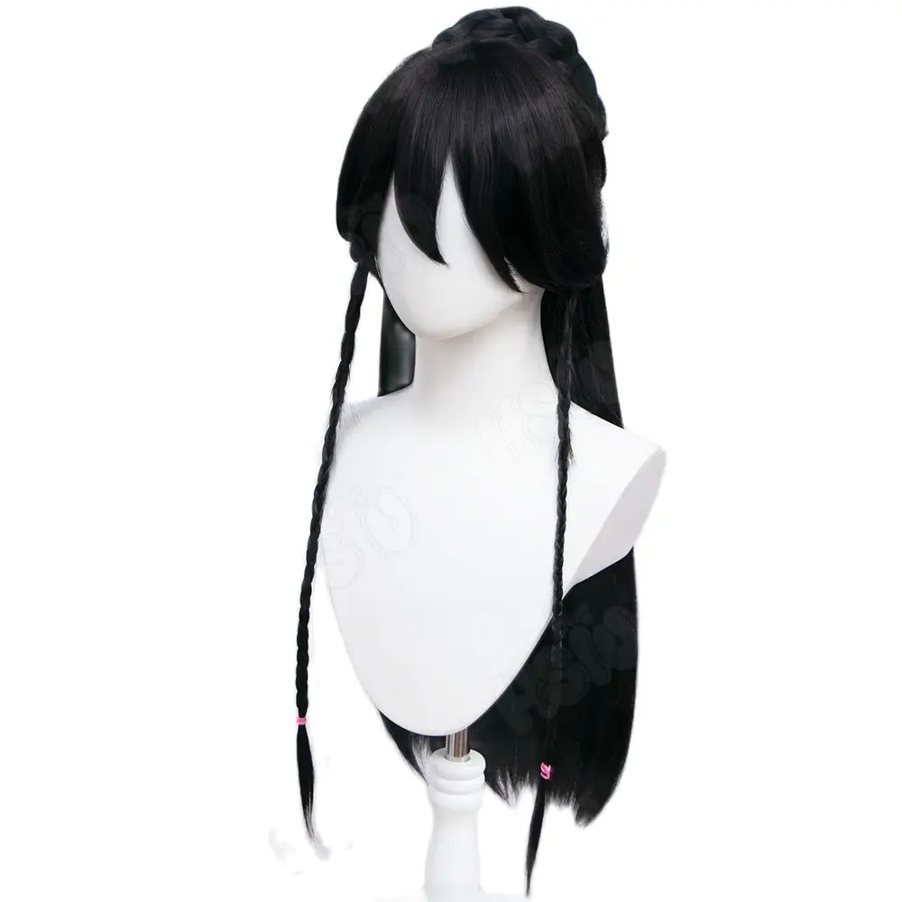 

Identity V Qi Shiyi Cosplay Wig Black Disc Hair Bag Long Hair Synthetic Wig+wig cap Bai Ze Cosplay Identity V Wig