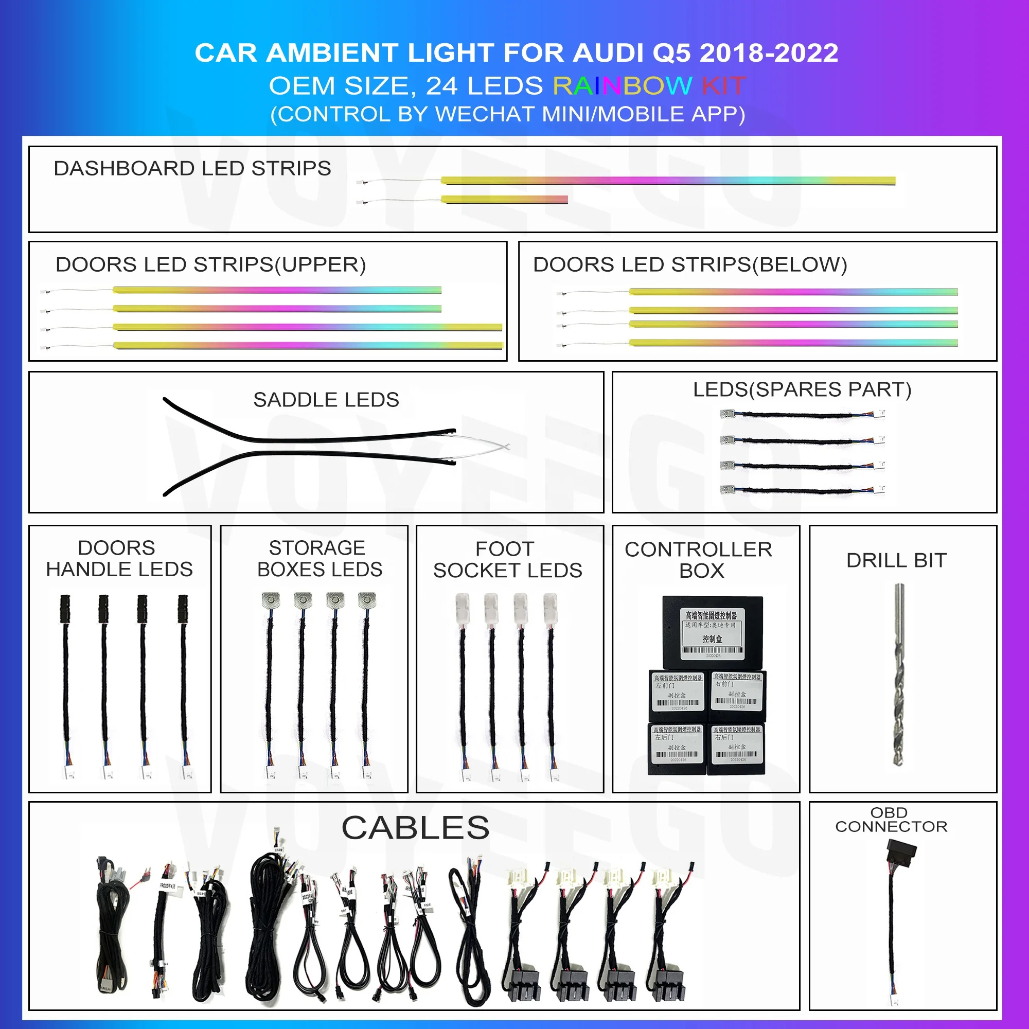 Voyeego Factory Price Car Ambient Light Good Quality Hot Selling Ambient Light for Audi Q5 2018-2022