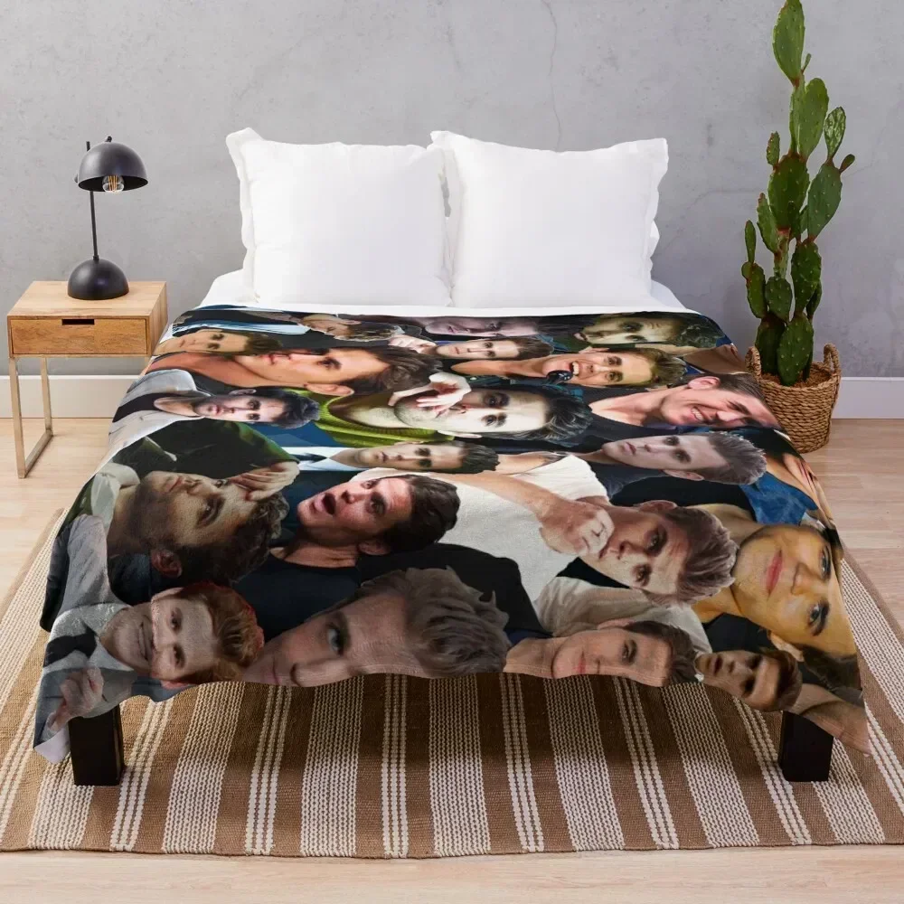 

Paul Wesley Photo Collage Throw Blanket Flannel Beach manga Blankets