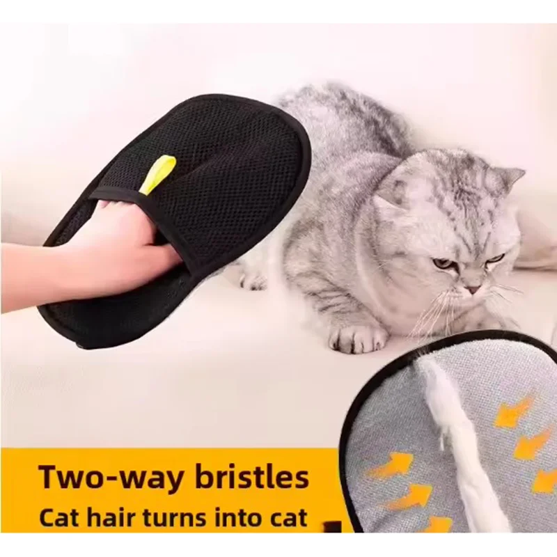 Reusable Pet Hair Removal Gloves Double Sided Grooming Tool for Dogs Cats Fur Static Cleaning Gloves for Carpets Furniture