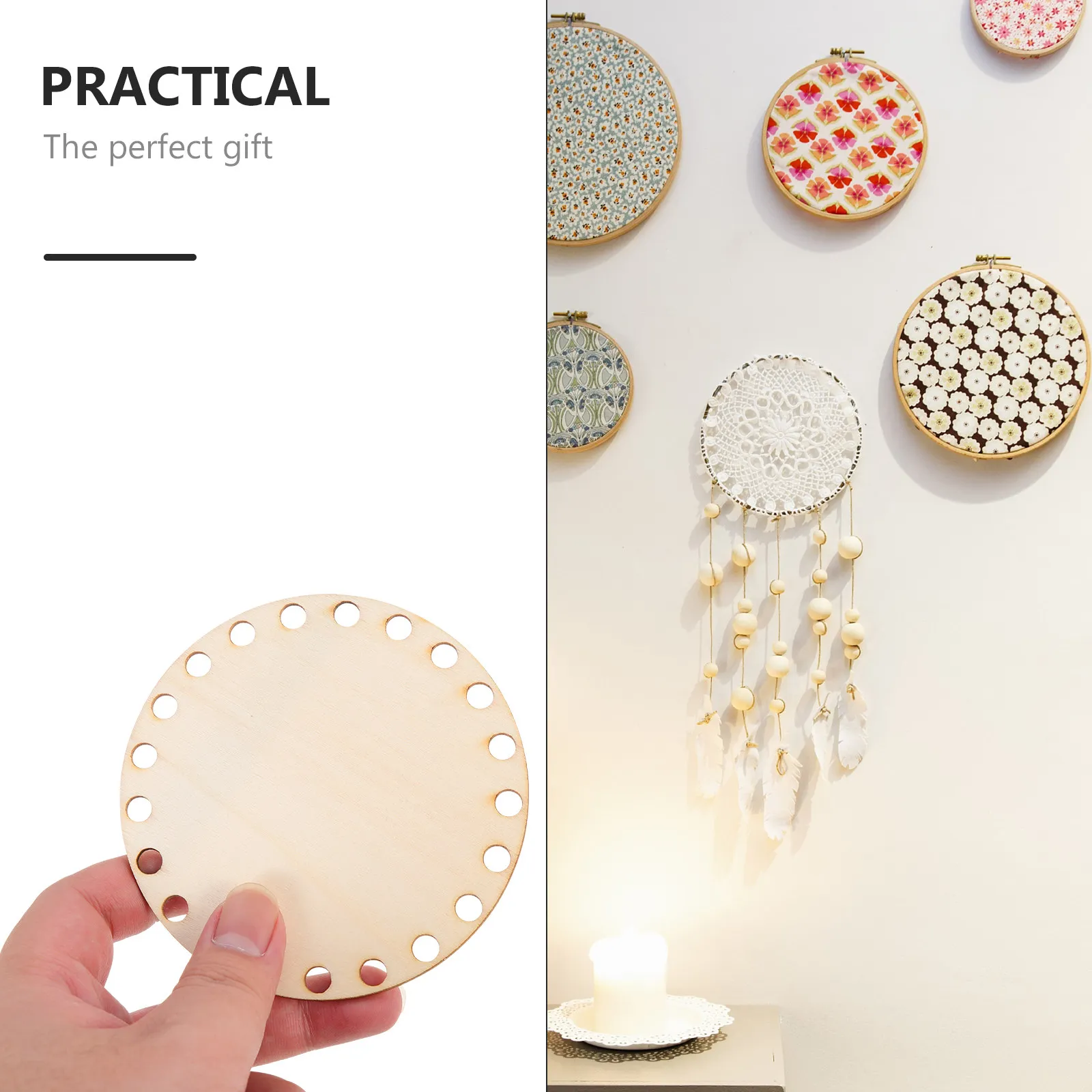 

5Pcs Cross Stitch DIY Basket Wooden Round Bottom Wear Resistant Crochet Supplies Knitting Basket Making Crochet Supplies