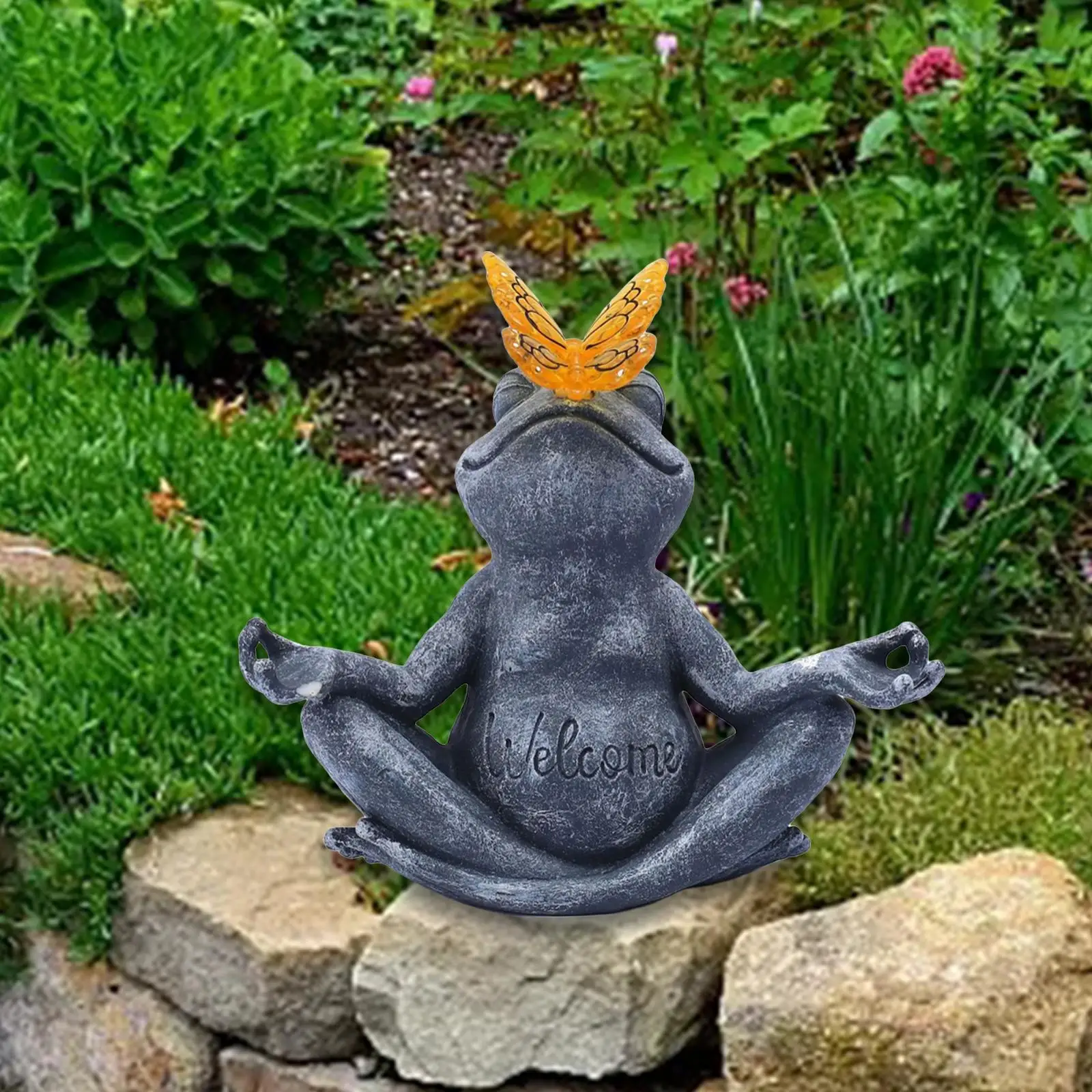 

Yoga Frog Statue Solar Light Table Decoration Resin Decorative Frog Butterfly Light for Balcony Garden Indoor and Outdoor Yard