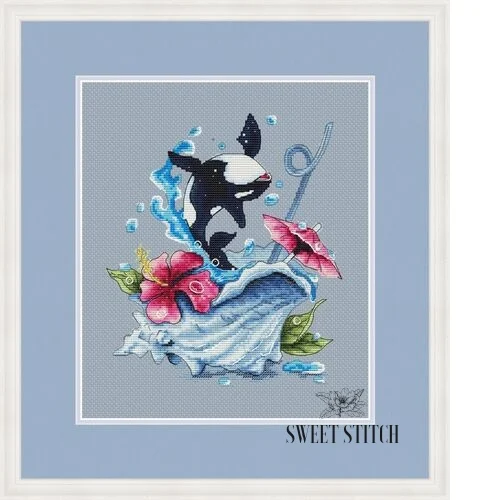 Tiger Whale Cocktail Counted Cross Stitch Kit, Top Quality, Beautiful, Lovely Height, DIY Needle Work, 29-32