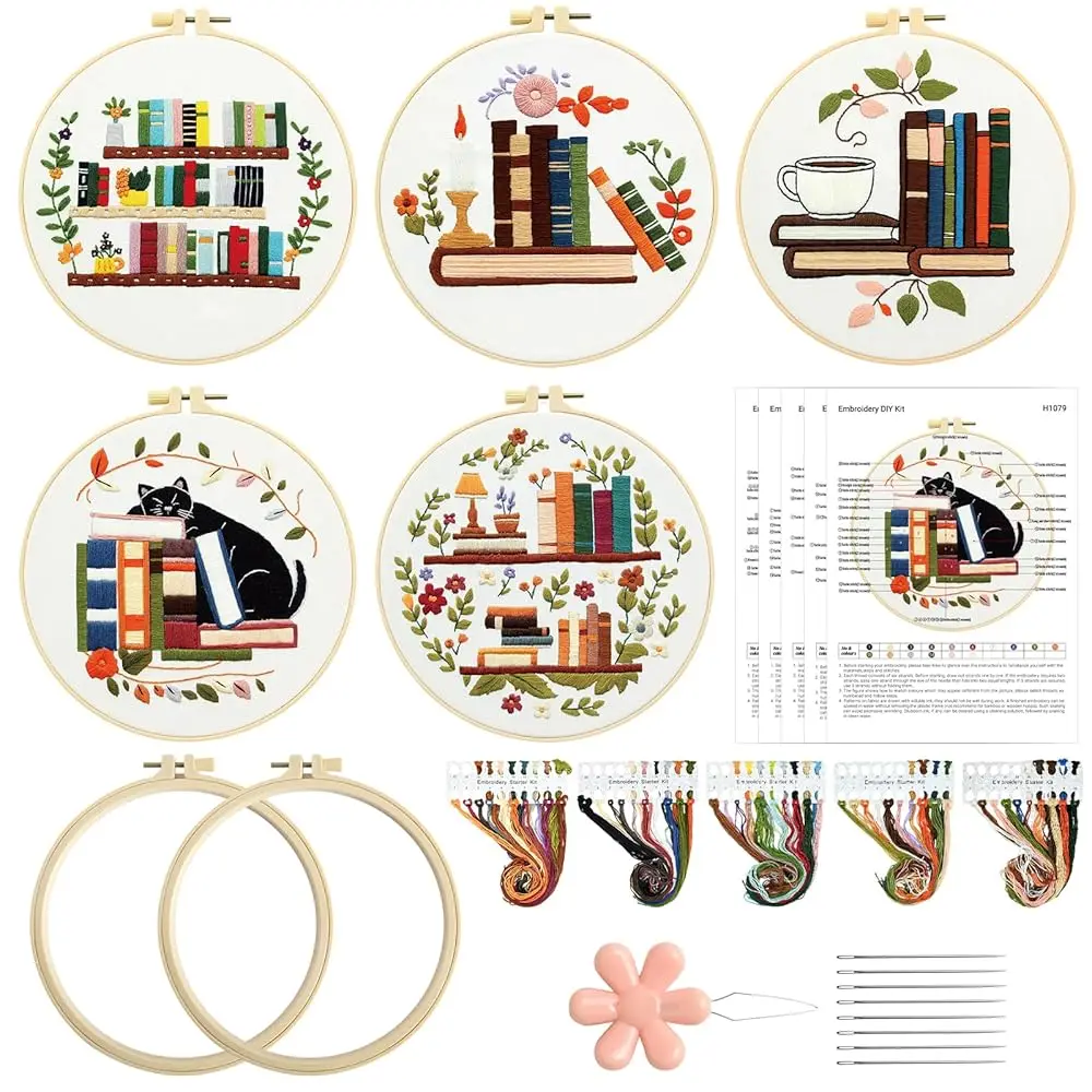 

5 Sets Embroidery Kits for Beginners Cross Stitch Kit for Adults Highland Book Pattern Embroidery Starter Kit Embroiderys Ho